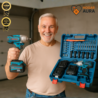 ImpactPro 330 NM 128V Elite | Llave de Impacto Inalámbrica 128V Profesional 1/2" - 330Nm de Potencia Extrema - Kit Completo , Batería Gratis